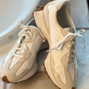 New Balance 327 White and Tan Women's Sneakers